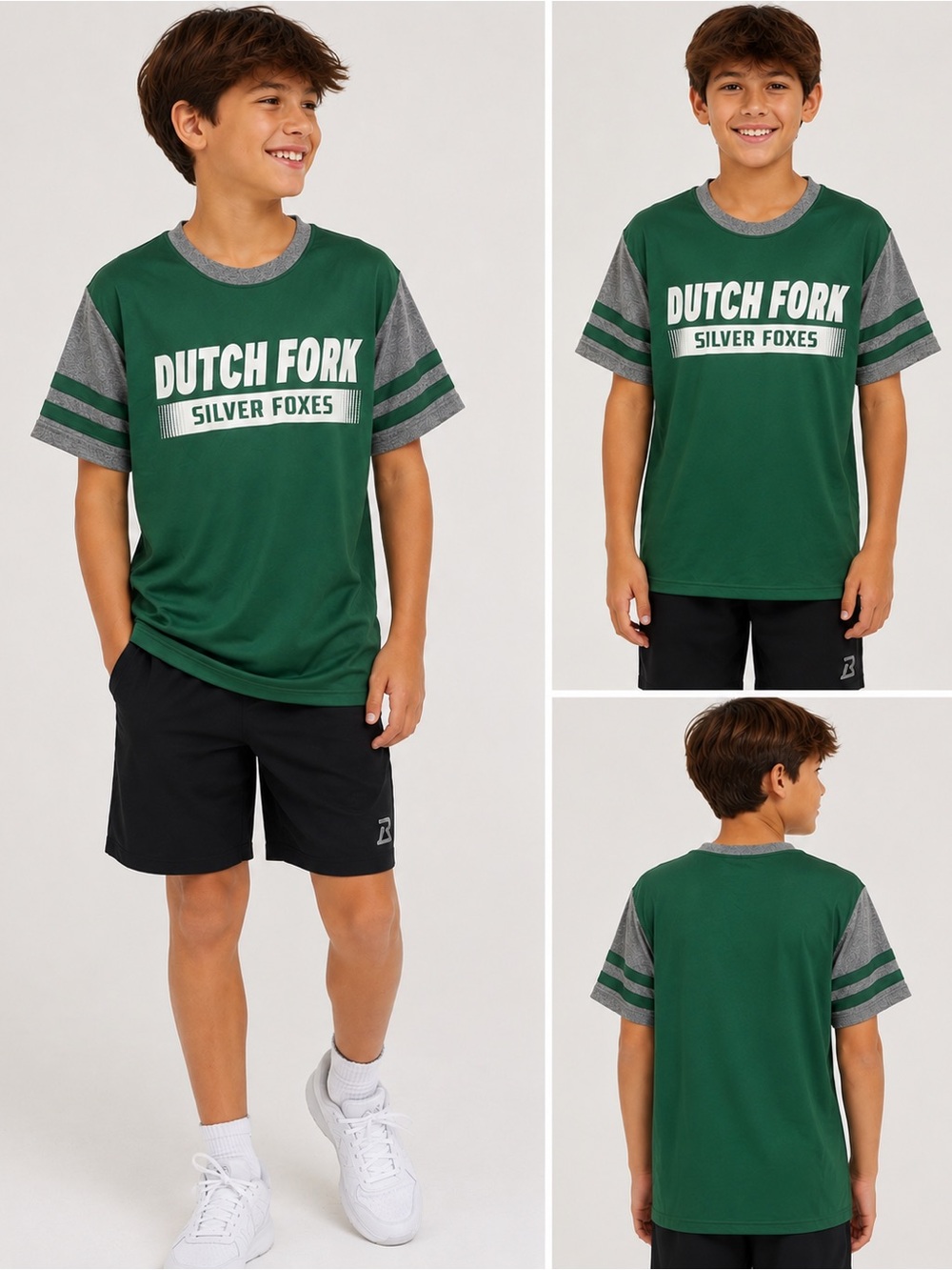 Dutch Fork Silver Foxes Youth Green Short Sleeve T-Shirt Size Large